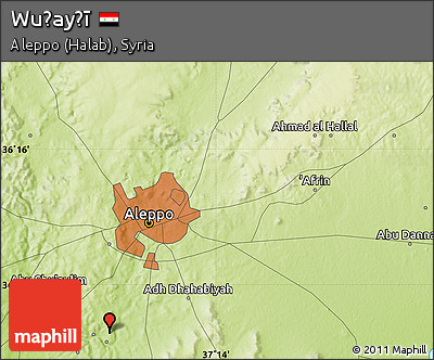 Physical Map of Wuḑayḩī