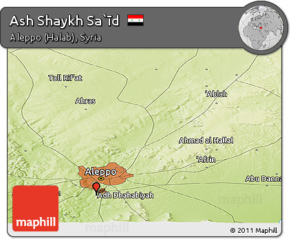 Physical Panoramic Map of Ash Shaykh Sa`īd