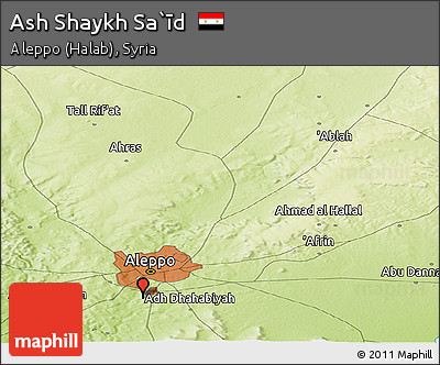 Physical Panoramic Map of Ash Shaykh Sa`īd