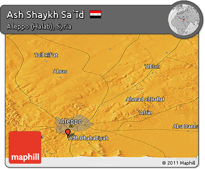 Political Panoramic Map of Ash Shaykh Sa`īd