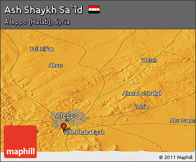 Political Panoramic Map of Ash Shaykh Sa`īd