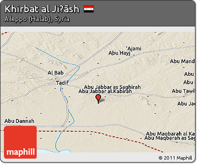 Shaded Relief Panoramic Map of Khirbat Al Jiḩāsh