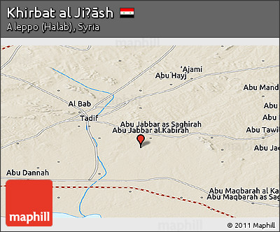 Shaded Relief Panoramic Map of Khirbat Al Jiḩāsh