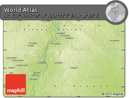 Physical Map of the Area around 36° 19' 55" N, 38° 19' 30" E