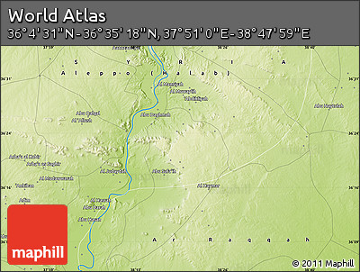 Physical Map of the Area around 36° 19' 55" N, 38° 19' 30" E