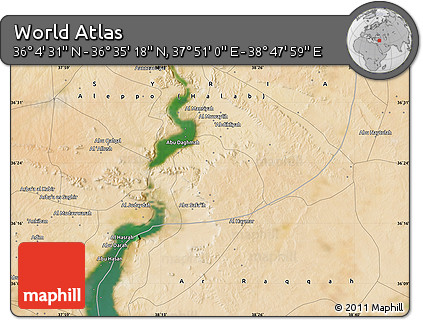Satellite Map of the Area around 36° 19' 55" N, 38° 19' 30" E
