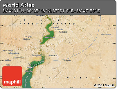 Satellite Map of the Area around 36° 19' 55" N, 38° 19' 30" E