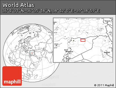 Blank Location Map of the Area around 36° 19' 55" N, 39° 10' 29" E