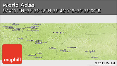 Physical Panoramic Map of the Area around 36° 19' 55" N, 39° 10' 29" E