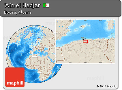 Shaded Relief Location Map of 'Aïn El Hadjar