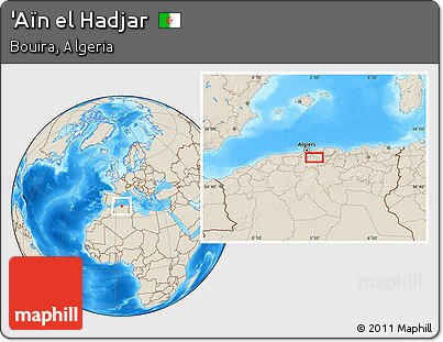 Shaded Relief Location Map of 'Aïn El Hadjar
