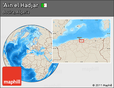 Shaded Relief Location Map of 'Aïn El Hadjar