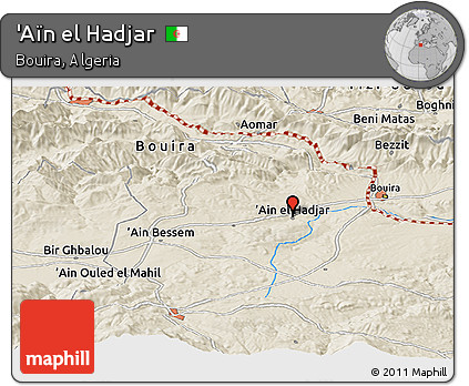 Shaded Relief Panoramic Map of 'Aïn El Hadjar