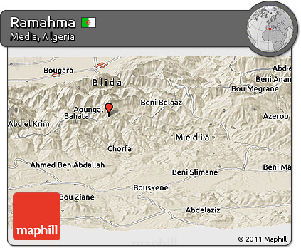 Shaded Relief Panoramic Map of Ramahma