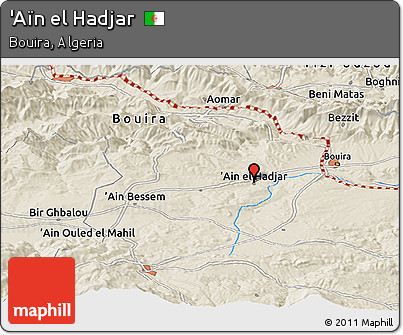 Shaded Relief Panoramic Map of 'Aïn El Hadjar