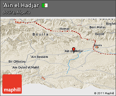 Shaded Relief Panoramic Map of 'Aïn El Hadjar