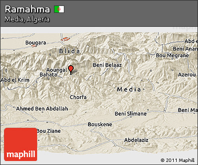 Shaded Relief Panoramic Map of Ramahma