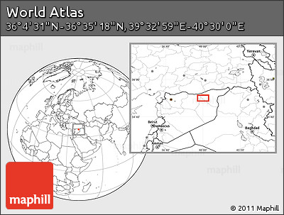 Blank Location Map of the Area around 36° 19' 55" N, 40° 1' 29" E