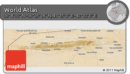Satellite Panoramic Map of the Area around 36° 19' 55" N, 41° 43' 30" E