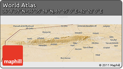 Satellite Panoramic Map of the Area around 36° 19' 55" N, 41° 43' 30" E