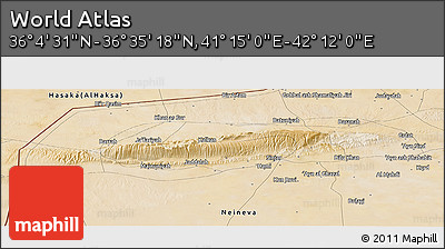 Satellite Panoramic Map of the Area around 36° 19' 55" N, 41° 43' 30" E