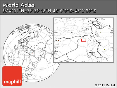 Blank Location Map of the Area around 36° 19' 55" N, 42° 34' 30" E