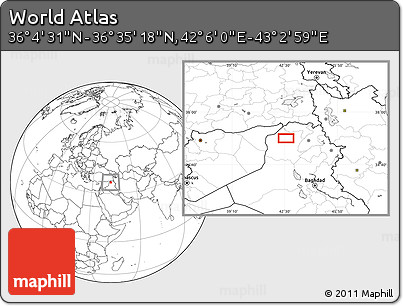 Blank Location Map of the Area around 36° 19' 55" N, 42° 34' 30" E