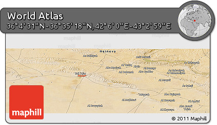 Satellite Panoramic Map of the Area around 36° 19' 55" N, 42° 34' 30" E