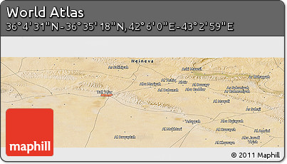 Satellite Panoramic Map of the Area around 36° 19' 55" N, 42° 34' 30" E