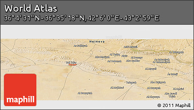 Satellite Panoramic Map of the Area around 36° 19' 55" N, 42° 34' 30" E