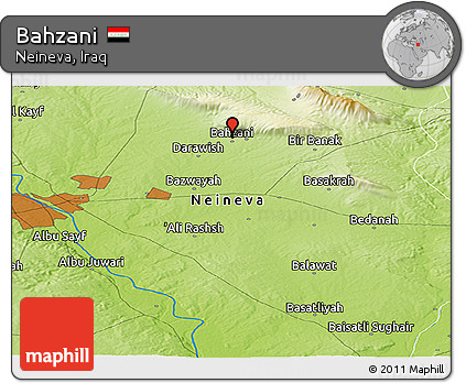 Physical Panoramic Map of Bahzani