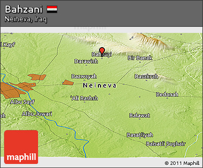 Physical Panoramic Map of Bahzani