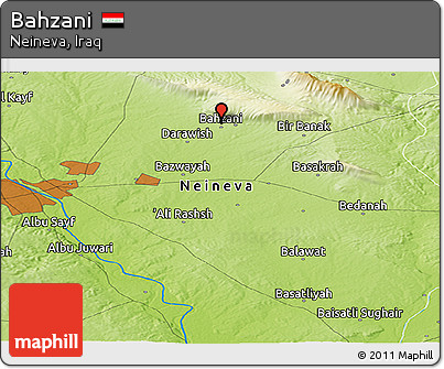 Physical Panoramic Map of Bahzani