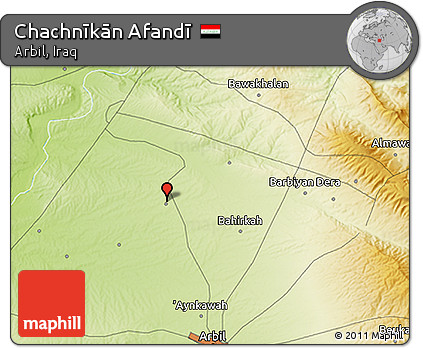 Physical 3D Map of Chachnīkān Afandī