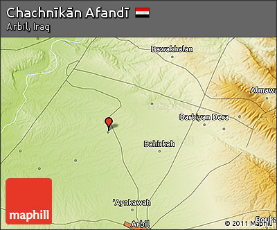 Physical 3D Map of Chachnīkān Afandī
