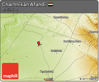 Physical 3D Map of Chachnīkān Afandī
