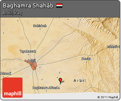 Satellite 3D Map of Baghamra Shahāb