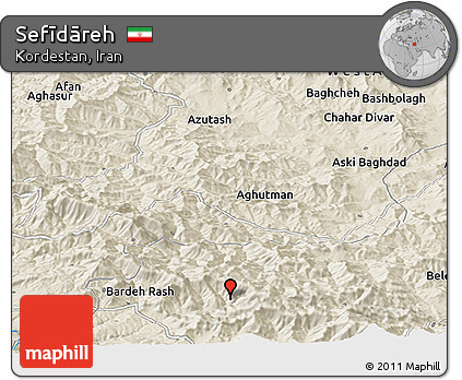 Shaded Relief Panoramic Map of Sefīdāreh
