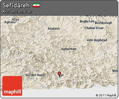 Shaded Relief Panoramic Map of Sefīdāreh