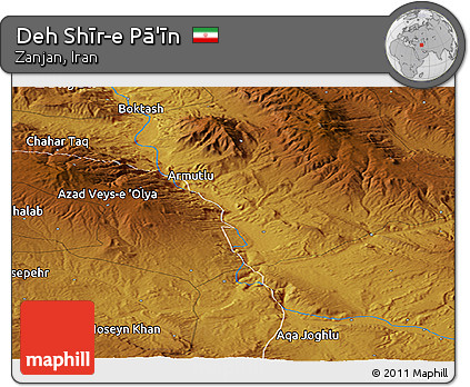 Physical Panoramic Map of Deh Shīr-e Pā'īn
