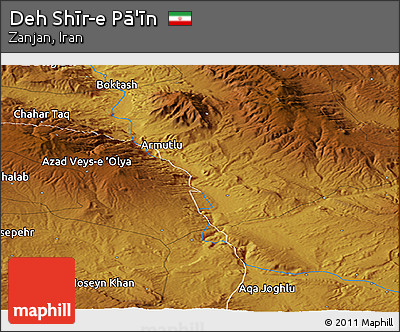 Physical Panoramic Map of Deh Shīr-e Pā'īn