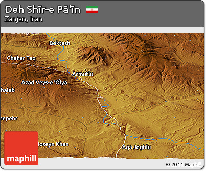 Physical Panoramic Map of Deh Shīr-e Pā'īn