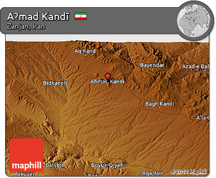 Physical 3D Map of Aḩmad Kandī