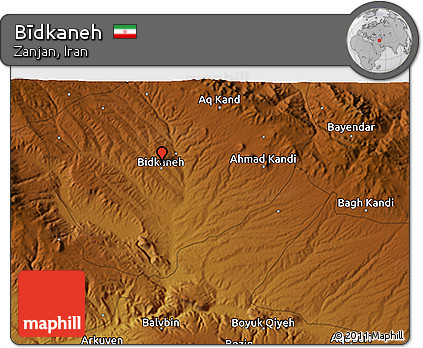 Physical 3D Map of Bīdkaneh