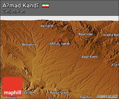 Physical 3D Map of Aḩmad Kandī