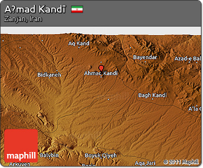 Physical 3D Map of Aḩmad Kandī