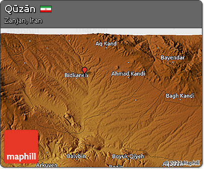 Physical 3D Map of Qūzān