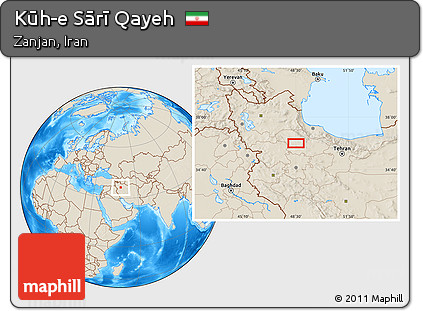 Shaded Relief Location Map of Kūh-e Sārī Qayeh