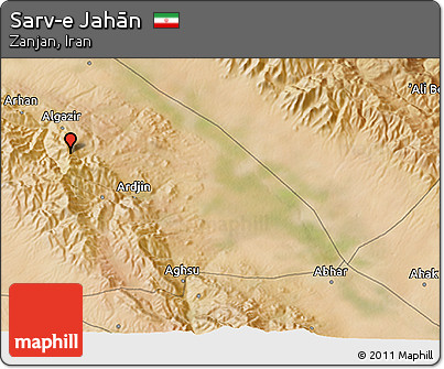 Satellite 3D Map of Sarv-e Jahān