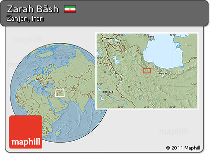 Savanna Style Location Map of Zarah Bāsh, hill shading